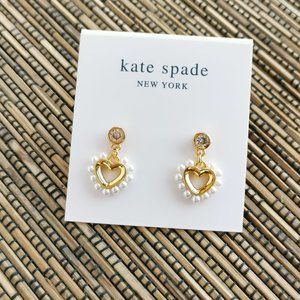 Kate Spade Shining Spade Pearl Drop Earrings Gold